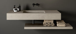 Bathroom vanity with concrete look porcelain sink and shelves in stock in Edmonton Western Canada