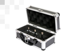 Three Mondrillo Diamond Core Drill Bit, standing with the diamond edge up in a black and steel Mondrillo case.