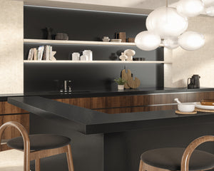 Porcelain slabs for backsplashes, countertops, showers, bathroom walls, fireplaces, feature walls, washbasins, custom furniture, high traffic flooring and facades.