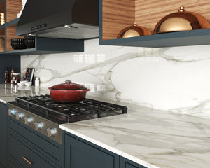 Porcelain slabs for backsplashes, countertops, showers, bathroom walls, fireplaces, feature walls, washbasins, custom furniture, high traffic flooring and facades.