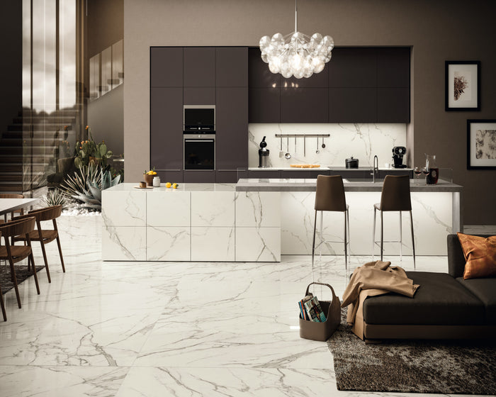 Calacatta Extra Bookmatch:  Polished Porcelain 6mm