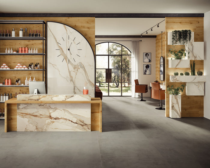 Calacatta Imperiale NV:  Polished & Matte Porcelain 20mm