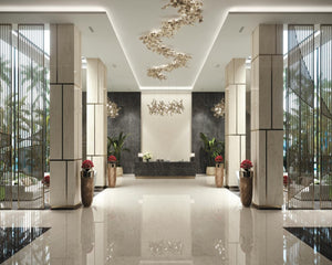 Porcelain slabs for backsplashes, countertops, showers, bathroom walls, fireplaces, feature walls, washbasins, custom furniture, high traffic flooring and facades.