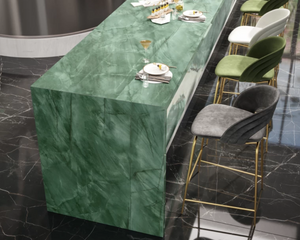 Porcelain slabs for backsplashes, countertops, showers, bathroom walls, fireplaces, feature walls, washbasins, custom furniture, high traffic flooring and facades.