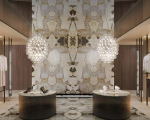 Porcelain slabs for backsplashes, countertops, showers, bathroom walls, fireplaces, feature walls, washbasins, custom furniture, high traffic flooring and facades.