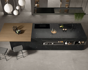 Porcelain slabs for backsplashes, countertops, showers, bathroom walls, fireplaces, feature walls, washbasins, custom furniture, high traffic flooring and facades.