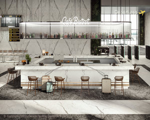 Porcelain slabs for backsplashes, countertops, showers, bathroom walls, fireplaces, feature walls, washbasins, custom furniture, high traffic flooring and facades.